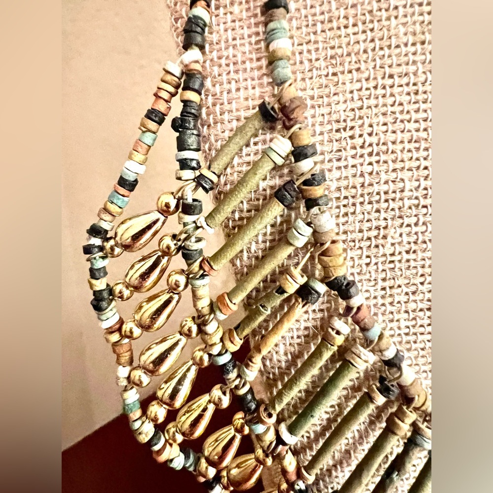 RARE Vintage Egyptian Revival Faience Bead Collar Necklace - Picture 4 of 7